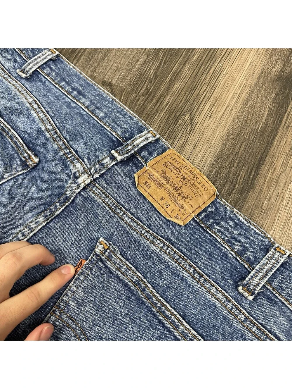 VTG Levi's 511 Men's Blue Jeans Orange Tab 80s Slim Fit Faded Denim 36x30